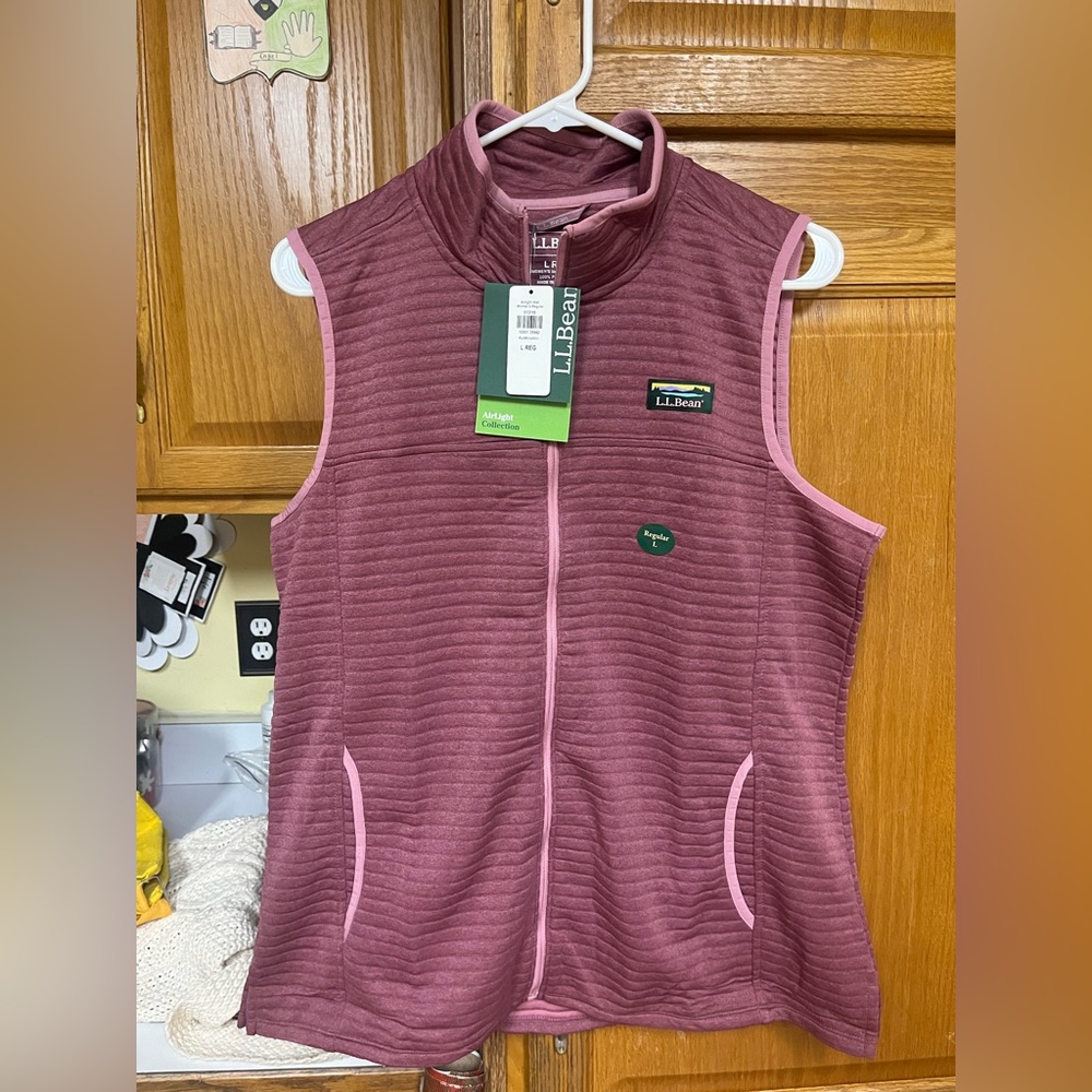 NWT L.L. Bean mauve air light quilted vest women’s large